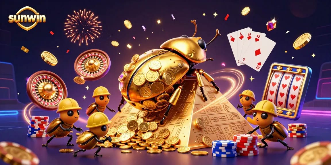 Experience thrilling moments with sunwin's vibrant casino scene featuring golden elements and dynamic gaming action.