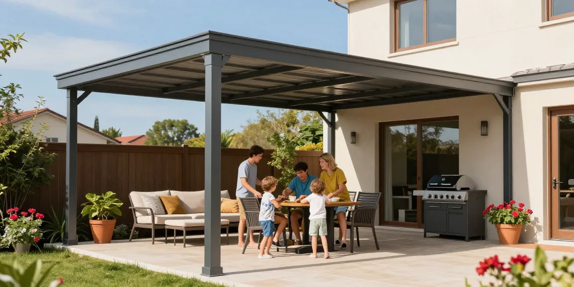 Moderne Terrassenüberdachungen schaffen einladende Außenbereiche für Familienaktivitäten.