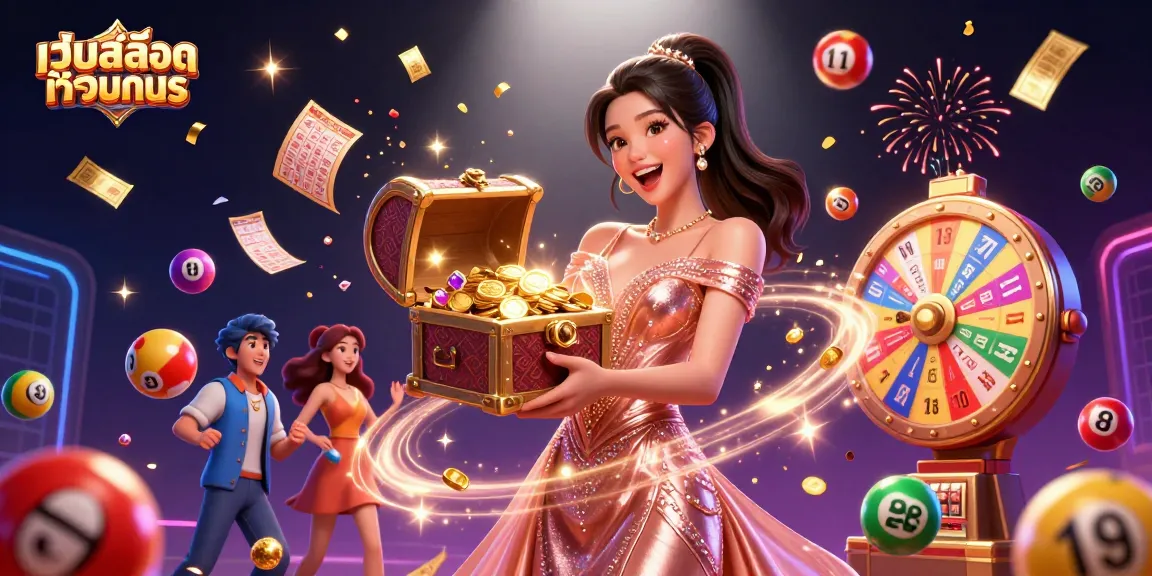 Engage with เว็บสล็อตทดลอง through thrilling jackpot opportunities in a vibrant casino illustration.