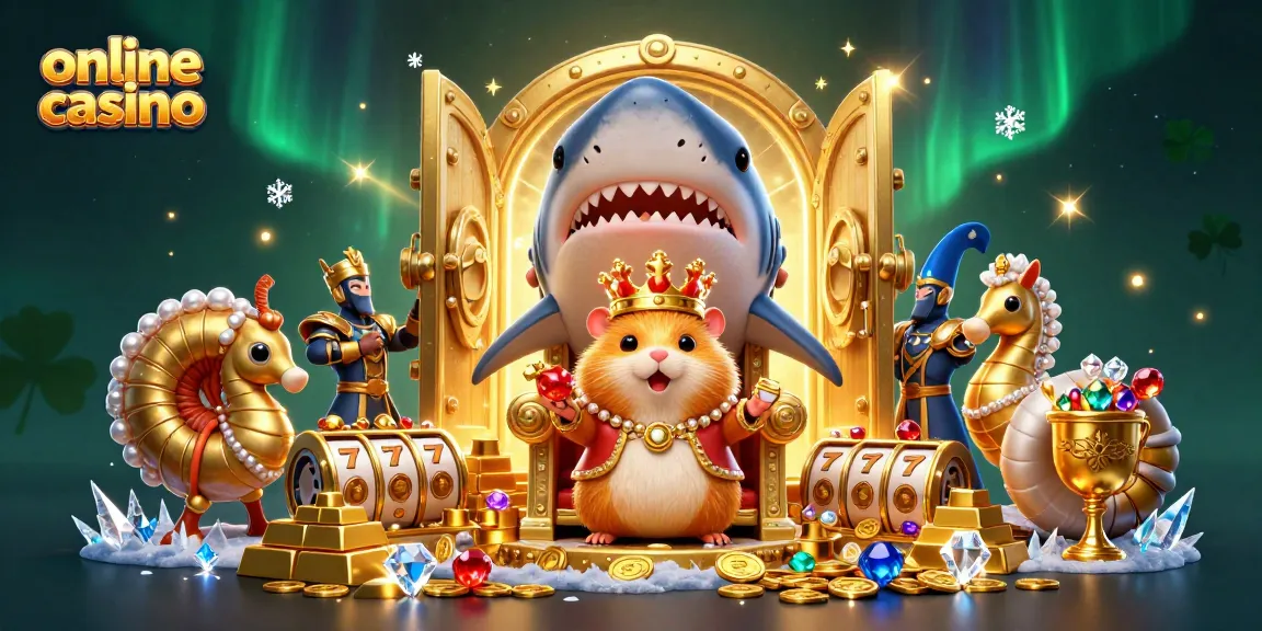 Experience thrilling games in the online casino with a dynamic 3D illustration of luxury and excitement.