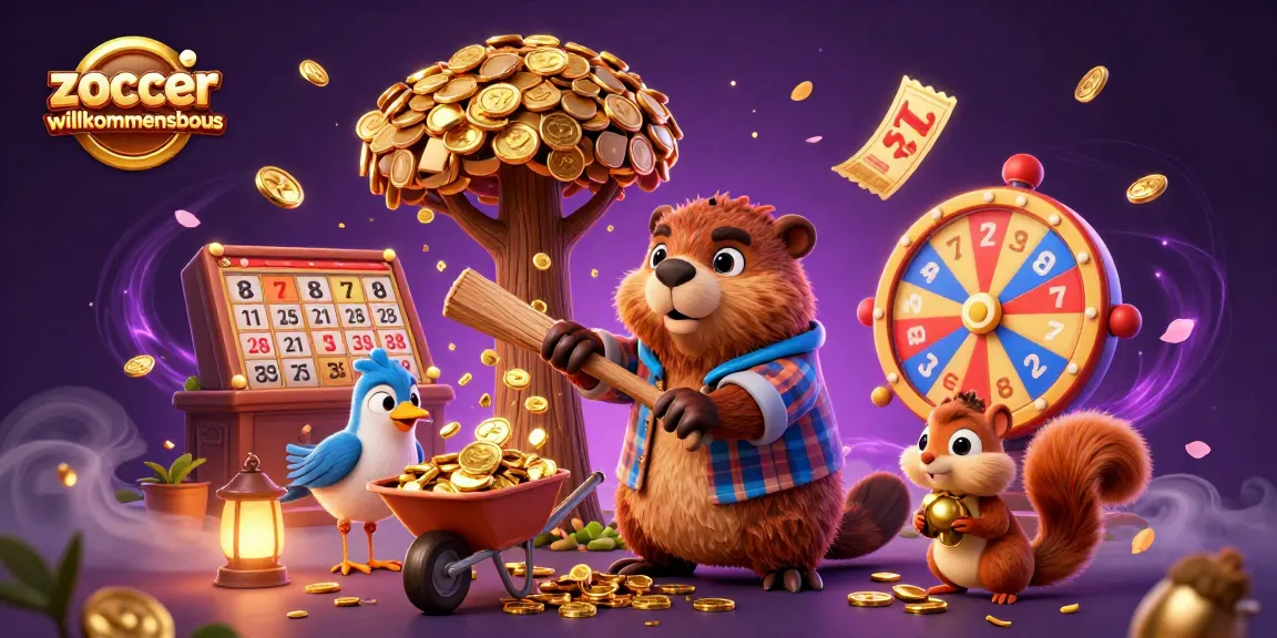 Experience excitement with the zoccer casino willkommensbonus and join lively characters celebrating a jackpot in a colorful scene.