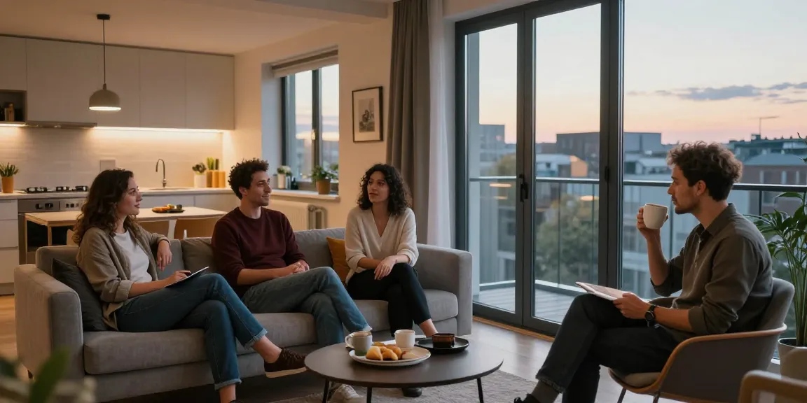 Monteurzimmer Hannover: Gemütliches möbliertes Apartment mit moderner Küche und Balkon.