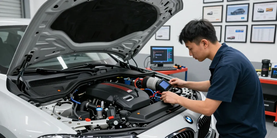 Chiptuning Hannover in professioneller Werkstatt mit erfahrenem Techniker an BMW-Motor.