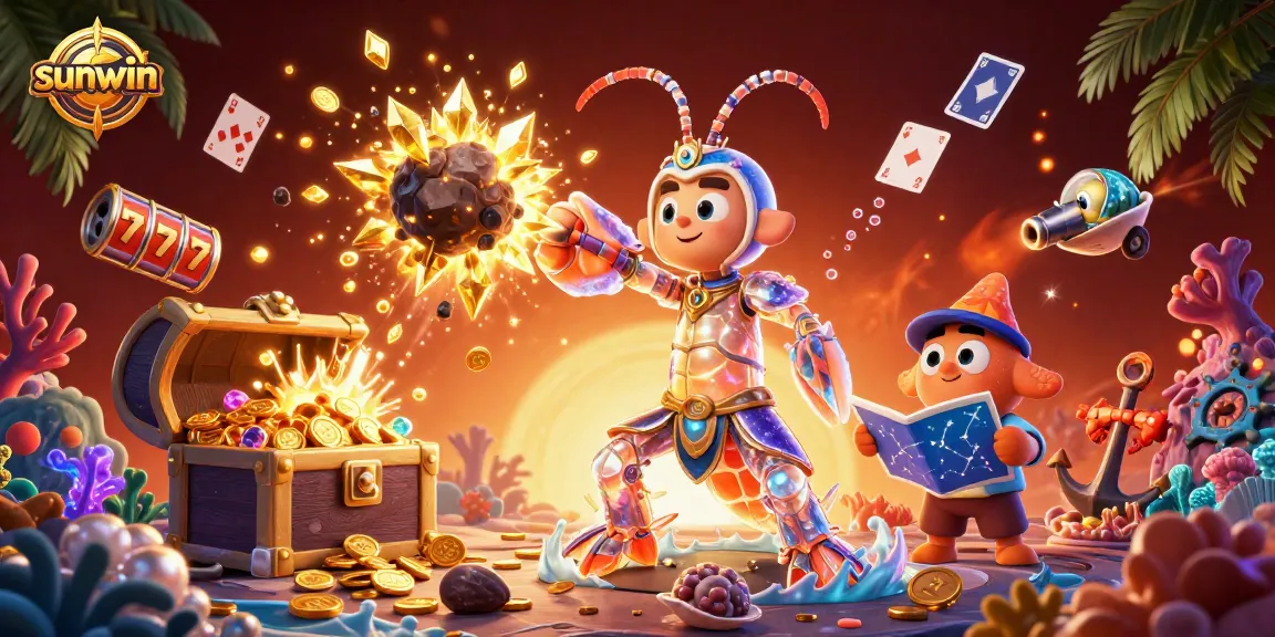 Experience thrilling wins at sunwin with a dynamic scene of cartoon characters amidst a jackpot explosion.