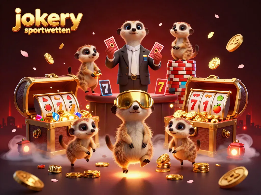 Experience the thrill of jokery sportwetten with dynamic meerkats in a vibrant casino scene.