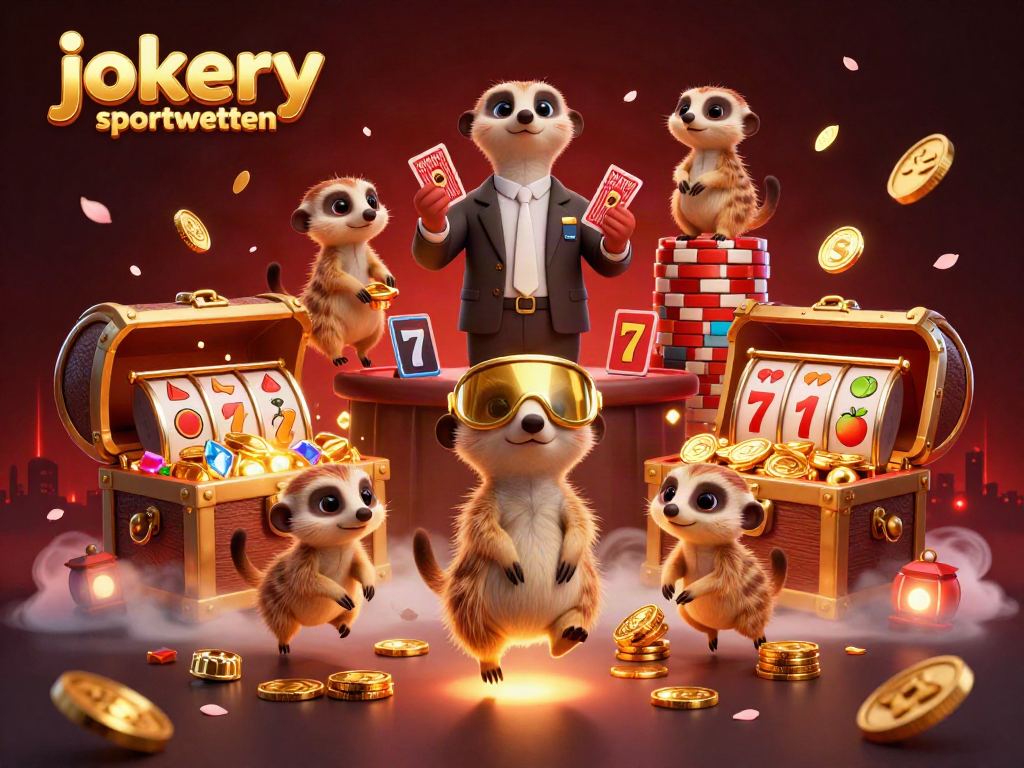 Experience the thrill of jokery sportwetten with dynamic meerkats in a vibrant casino scene.
