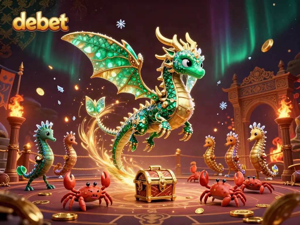 Engaging debet gaming scene showcasing a majestic sea dragon amidst casino elements, celebrating excitement.