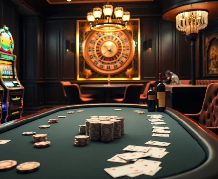 Experience an engaging poker scene at home bdtk1 with luxury elements like chips and cards.
