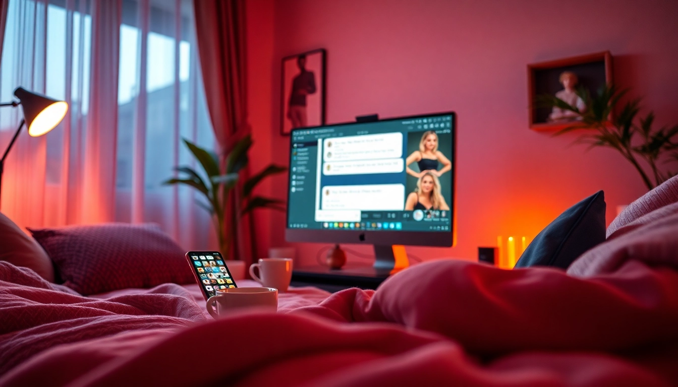 Inviting atmosphere showcasing a cozy digital chat environment for engaging sex chat conversations.