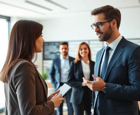 Headhunter Schweiz berät Bewerber in einem modernen Bürosetting.