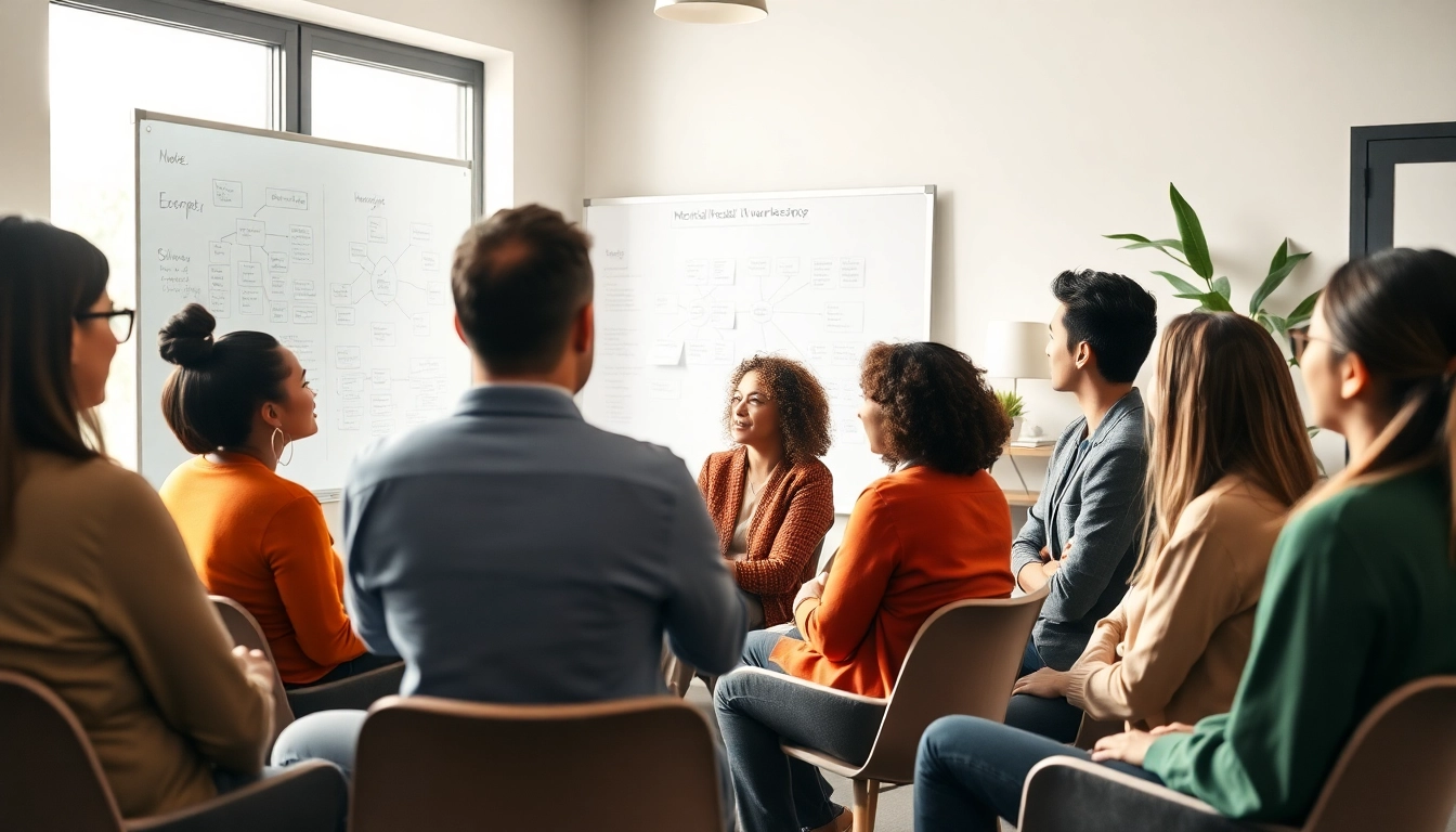 Engage in mental health awareness discussions at an interactive workshop with diverse participants.