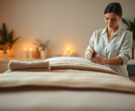 전문 치료사가 준비 중인 가정용 편안한 분위기의 평택출장마사지 공간