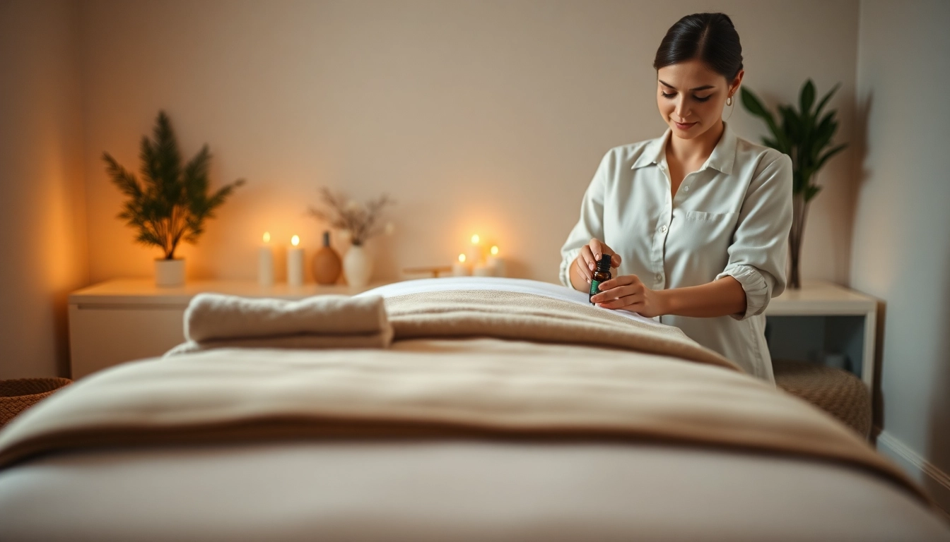 전문 치료사가 준비 중인 가정용 편안한 분위기의 평택출장마사지 공간